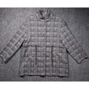 Ruby Rd Black And White Parka Jacket Size PM Silver Metal Buttons